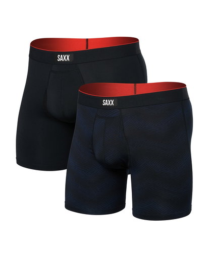 SAXX Boxershorts Multisport Mesh Boxer Brief Fly Logo dunkelblau/schwarz Herren - 2 Stück